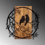 Wallity Couple Birds Escultura de Pared en Nogal y Negro